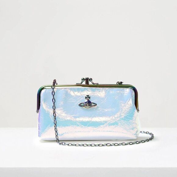 NWT Vivienne Westwood Archive Orb Double Frame Iridescent Pink Crossbody Purse - Picture 4 of 14